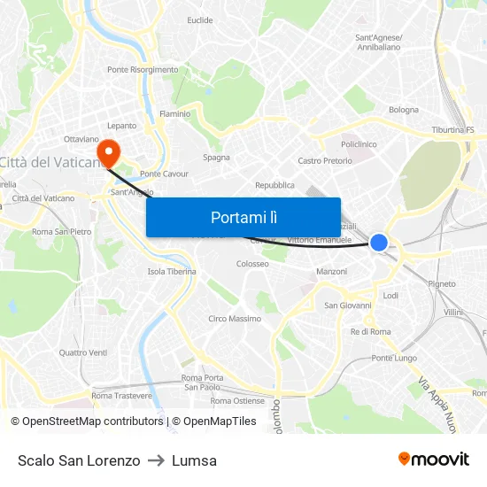 Scalo San Lorenzo to Lumsa map