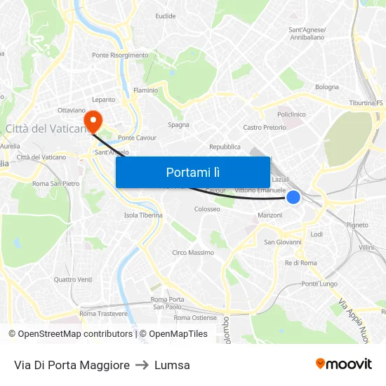 Via Di Porta Maggiore to Lumsa map