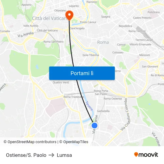 Ostiense/S. Paolo to Lumsa map