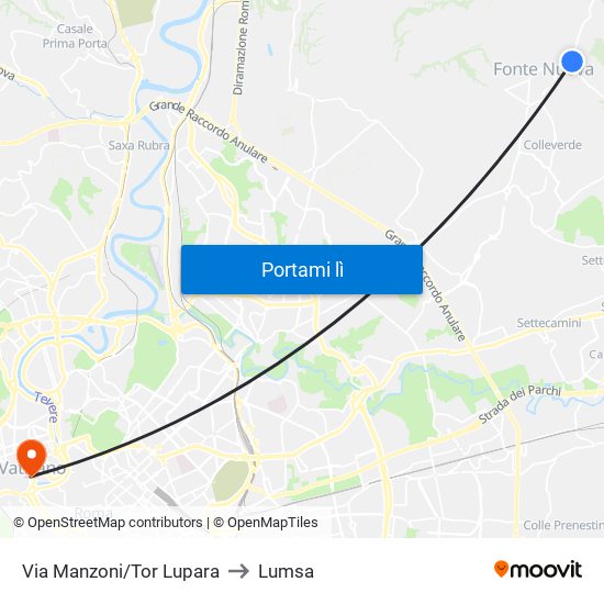 Via Manzoni/Tor Lupara to Lumsa map