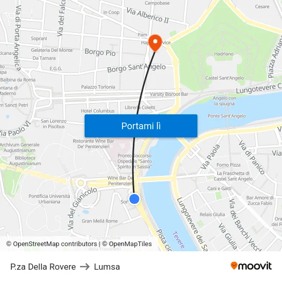 P.za Della Rovere to Lumsa map