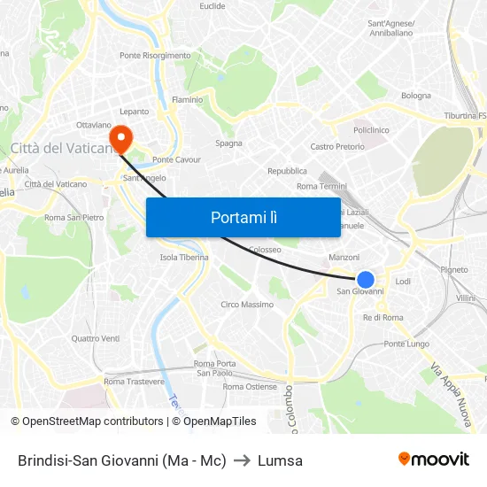 Brindisi-San Giovanni (Ma - Mc) to Lumsa map