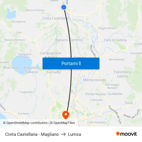 Civita Castellana - Magliano to Lumsa map