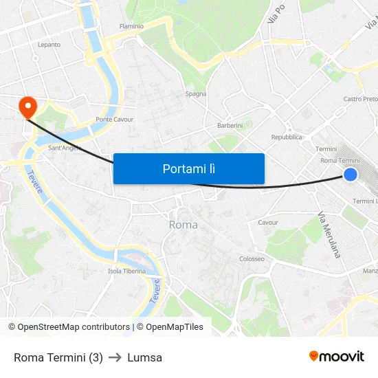 Roma Termini (3) to Lumsa map