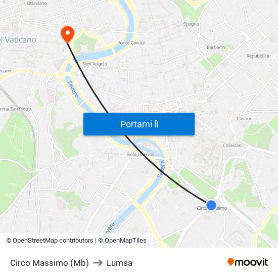 Circo Massimo (Mb) to Lumsa map