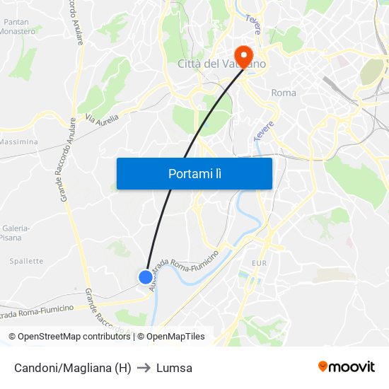 Candoni/Magliana (H) to Lumsa map