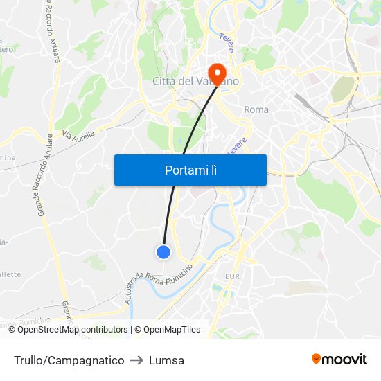 Trullo/Campagnatico to Lumsa map