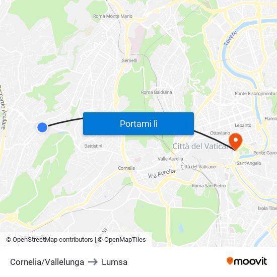 Cornelia/Vallelunga to Lumsa map