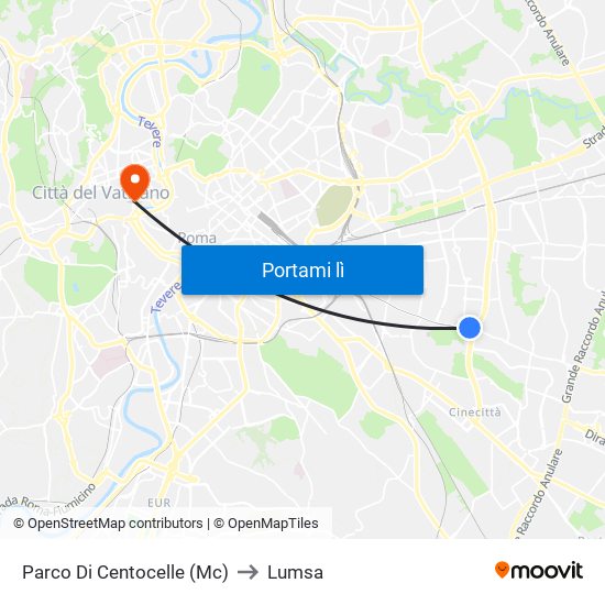 Parco Di Centocelle (Mc) to Lumsa map