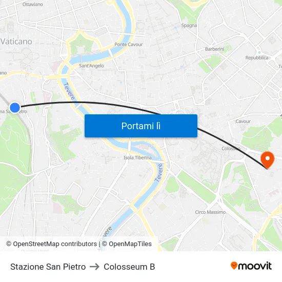Stazione San Pietro to Colosseum B map