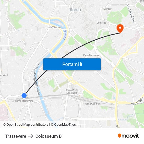 Trastevere to Colosseum B map