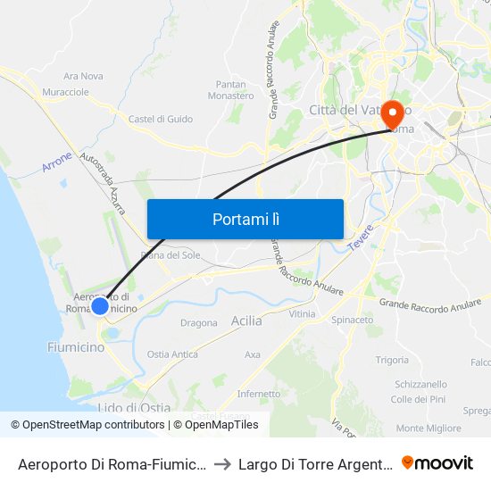 Aeroporto Di Roma-Fiumicino to Largo Di Torre Argentina map