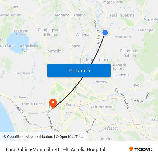 Fara Sabina-Montelibretti to Aurelia Hospital map