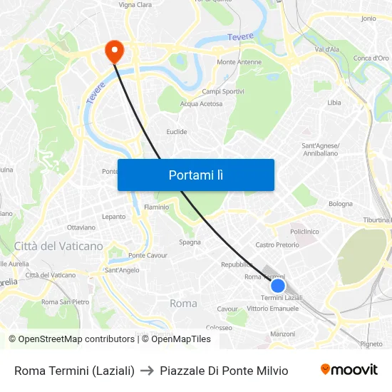 Roma Termini (Laziali) to Piazzale Di Ponte Milvio map