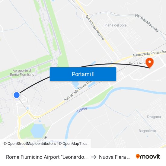 Rome Fiumicino Airport "Leonardo Da Vinci" (Fco) to Nuova Fiera Di Roma map