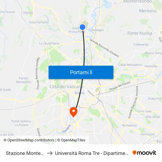 Stazione Montebello (Rv) to Università Roma Tre - Dipartimento Di Ingegneria map