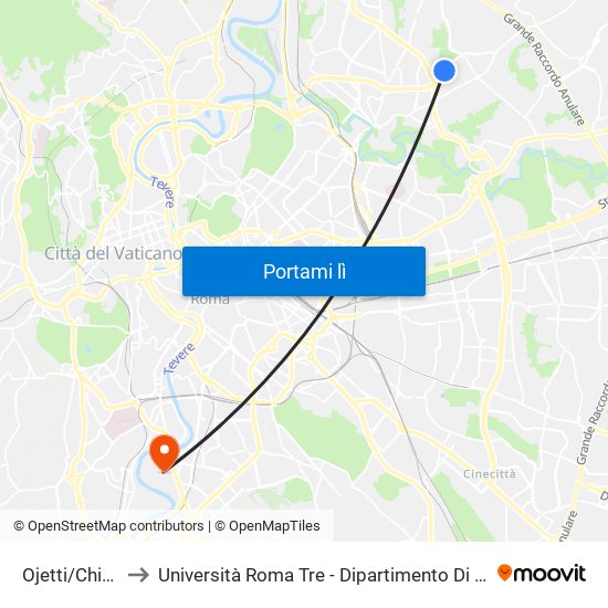 Ojetti/Chiarelli to Università Roma Tre - Dipartimento Di Ingegneria map