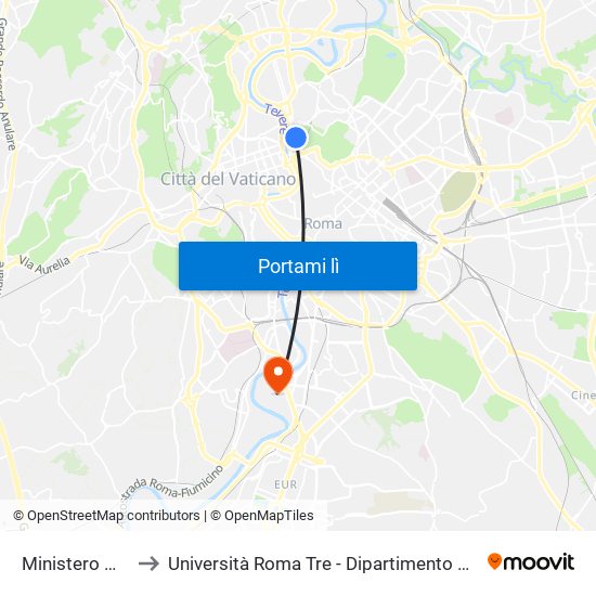 Ministero Marina to Università Roma Tre - Dipartimento Di Ingegneria map