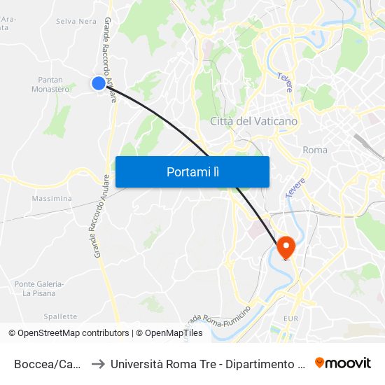 Boccea/Casalotti to Università Roma Tre - Dipartimento Di Ingegneria map