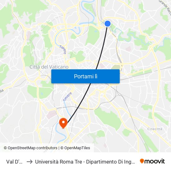 Val D'Ala to Università Roma Tre - Dipartimento Di Ingegneria map
