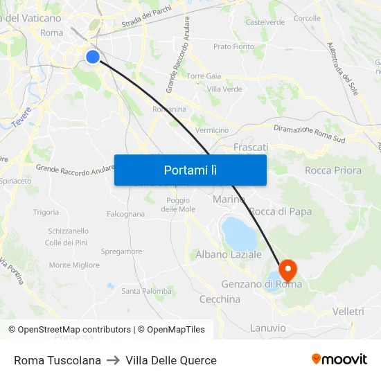 Roma Tuscolana to Villa Delle Querce map