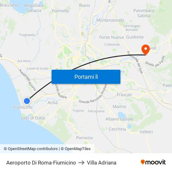 Aeroporto Di Roma-Fiumicino to Villa Adriana map
