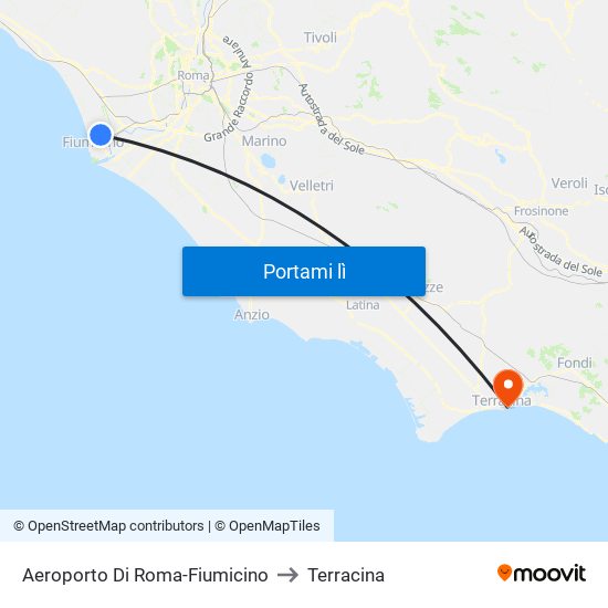 Aeroporto Di Roma-Fiumicino to Terracina map