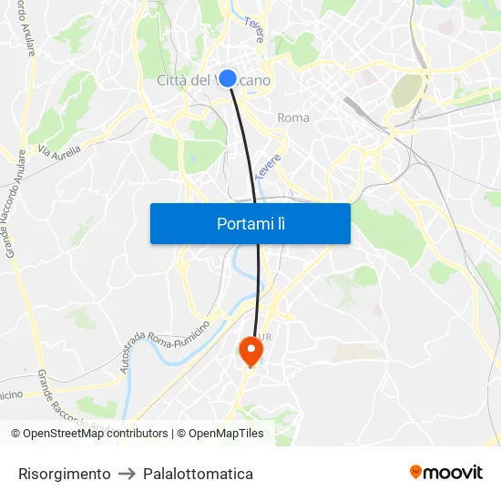 Risorgimento to Palalottomatica map