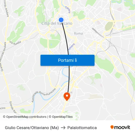 Giulio Cesare/Ottaviano (Ma) to Palalottomatica map