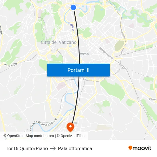 Tor Di Quinto/Riano to Palalottomatica map