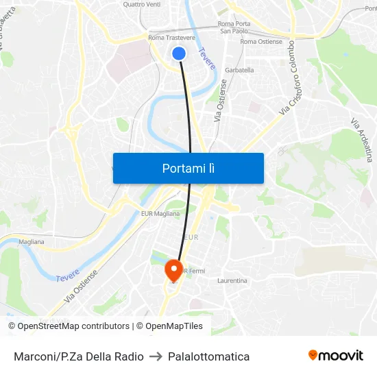Marconi/P.Za Della Radio to Palalottomatica map