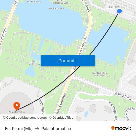 Eur Fermi (Mb) to Palalottomatica map