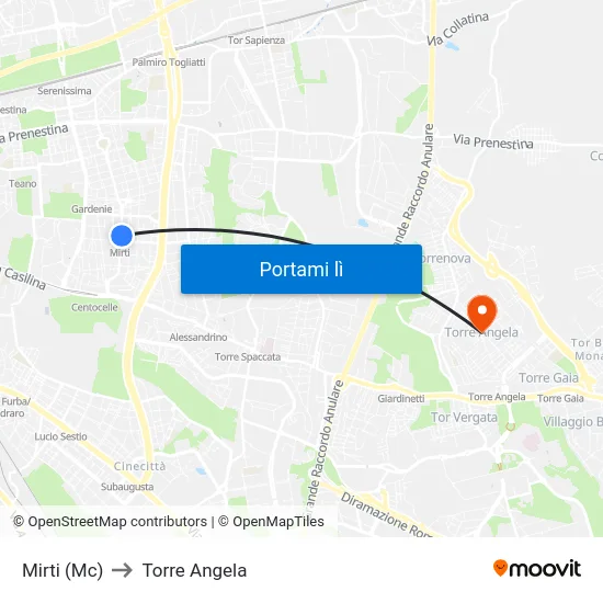 Mirti (Mc) to Torre Angela map