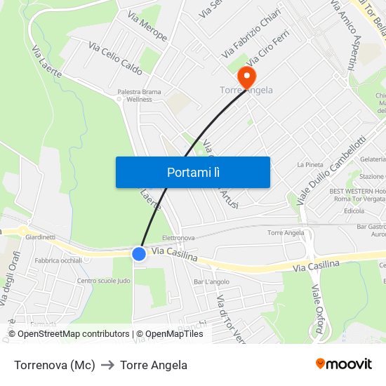 Torrenova (Mc) to Torre Angela map