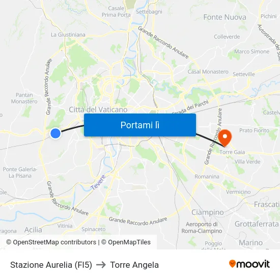 Stazione Aurelia (Fl5) to Torre Angela map