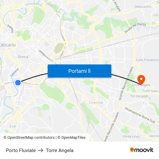 Porto Fluviale to Torre Angela map