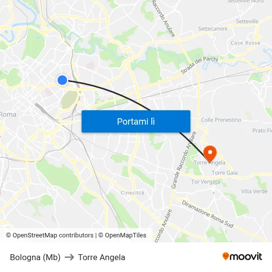Bologna (Mb) to Torre Angela map