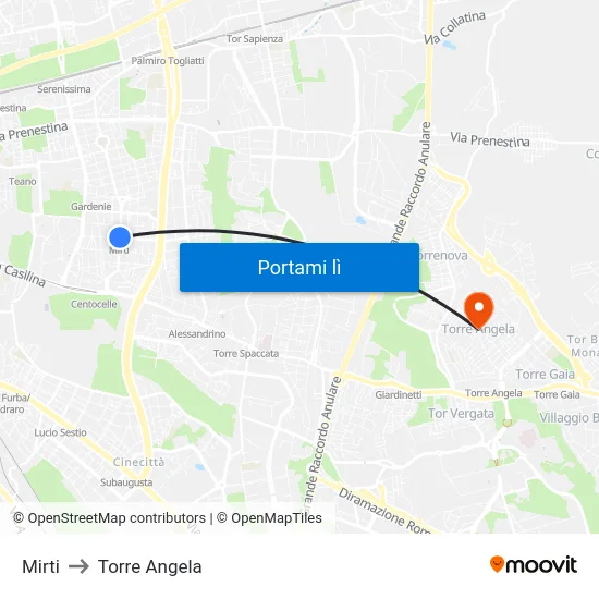 Mirti to Torre Angela map