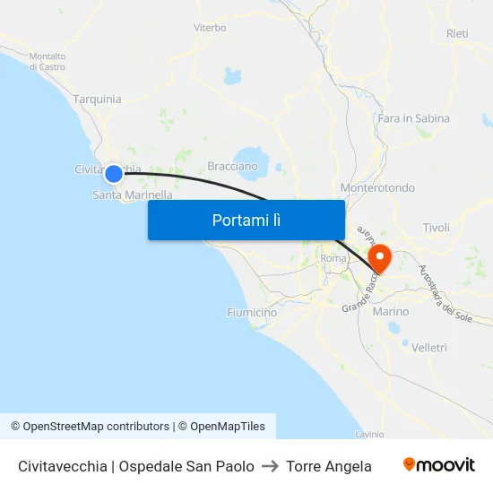 Civitavecchia | Ospedale San Paolo to Torre Angela map