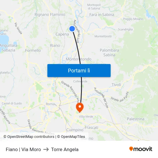 Fiano | Via Moro to Torre Angela map