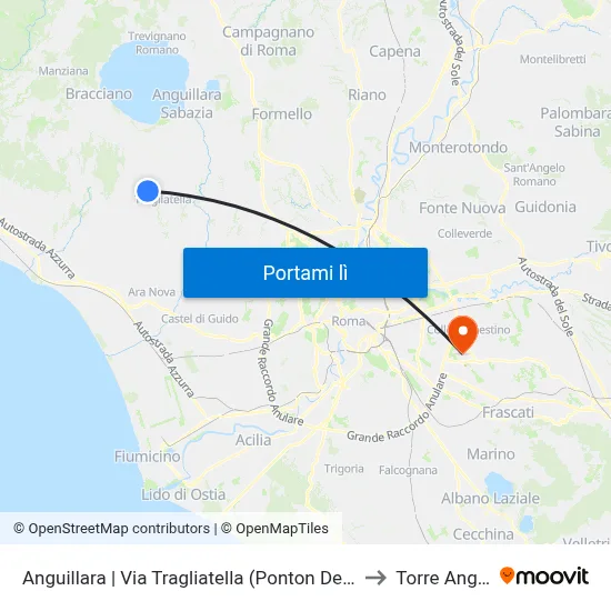 Anguillara | Via Tragliatella (Ponton Dell'Elce) to Torre Angela map