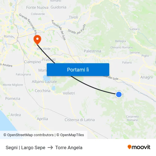 Segni | Largo Sepe to Torre Angela map