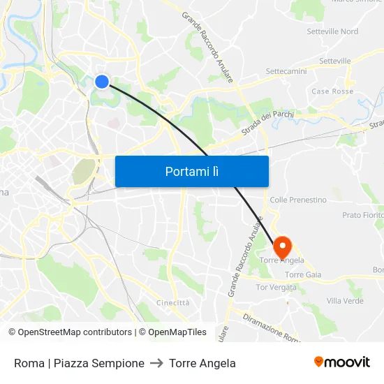 Roma | Piazza Sempione to Torre Angela map