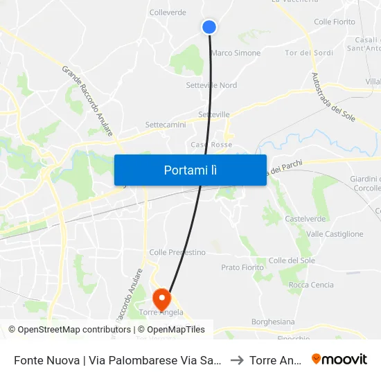 Fonte Nuova | Via Palombarese Via Santa Lucia to Torre Angela map