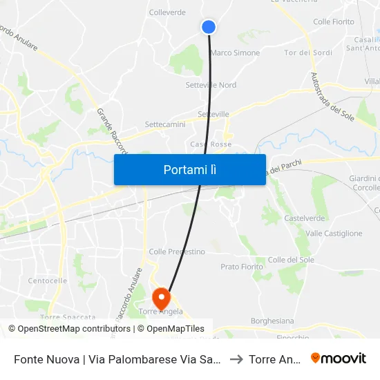 Fonte Nuova | Via Palombarese Via Santa Lucia to Torre Angela map