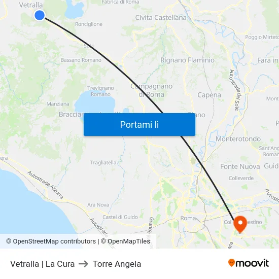 Vetralla | La Cura to Torre Angela map