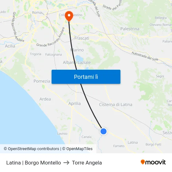 Latina | Borgo Montello to Torre Angela map
