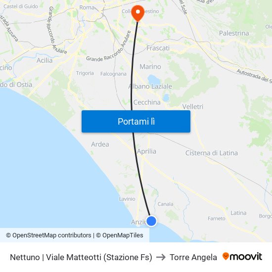 Nettuno | Viale Matteotti (Stazione Fs) to Torre Angela map