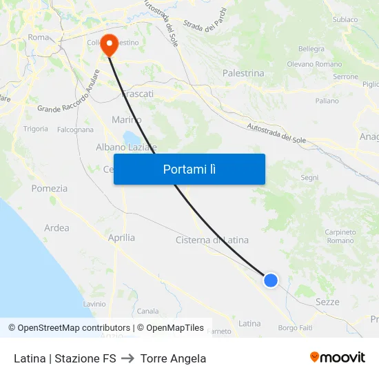 Latina | Stazione FS to Torre Angela map