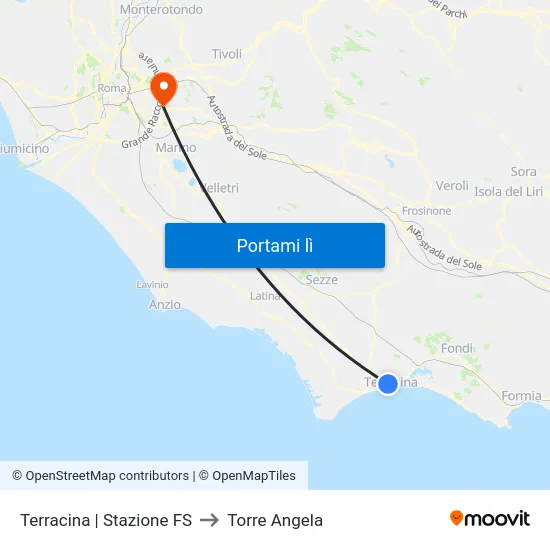 Terracina | Stazione FS to Torre Angela map